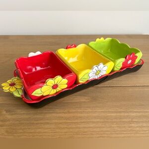 JULIE MAC Bee Collection 4 Piece Stoneware Serving Platter + Serving Bowls